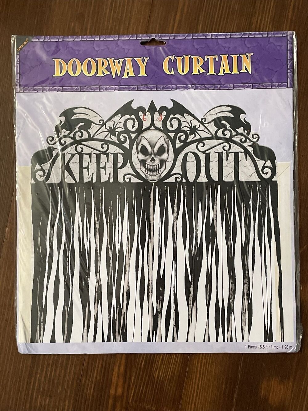 Haunted Halloween Gothic "Keep Out" Skull Doorway Curtain
